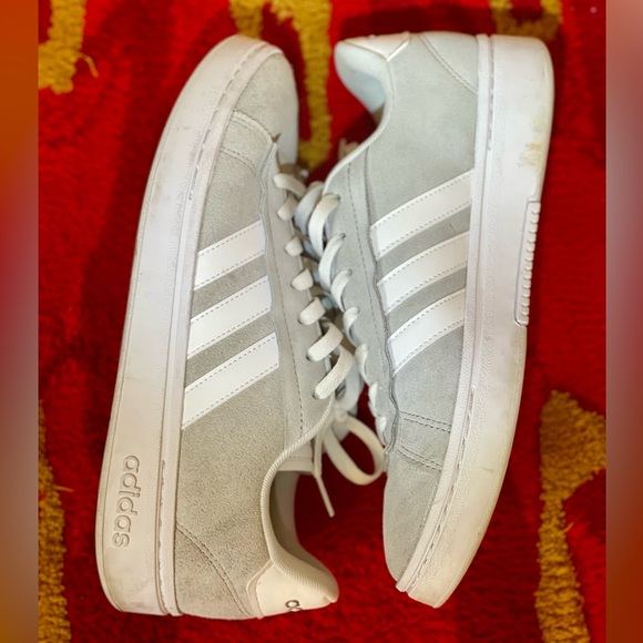 Adidas Grand Court Alpha Sneaker | Grey Suede/White-Iconic 3 Stripe detail VNDS - Picture 6 of 7